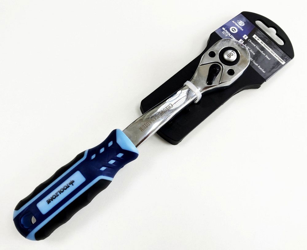 RATCHET HANDLE 3/8 DRIVE 90 TEETH 3 COLOUR CRV - TOOLZONE KDPSS231 thumbnail 2