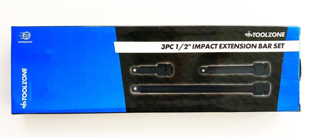 IMPACT EXTENSION BAR SET 1/2 DRIVE 3 PIECES 75mm 125mm 250mm CRV - TOOLZONE KDPSS236 thumbnail 2