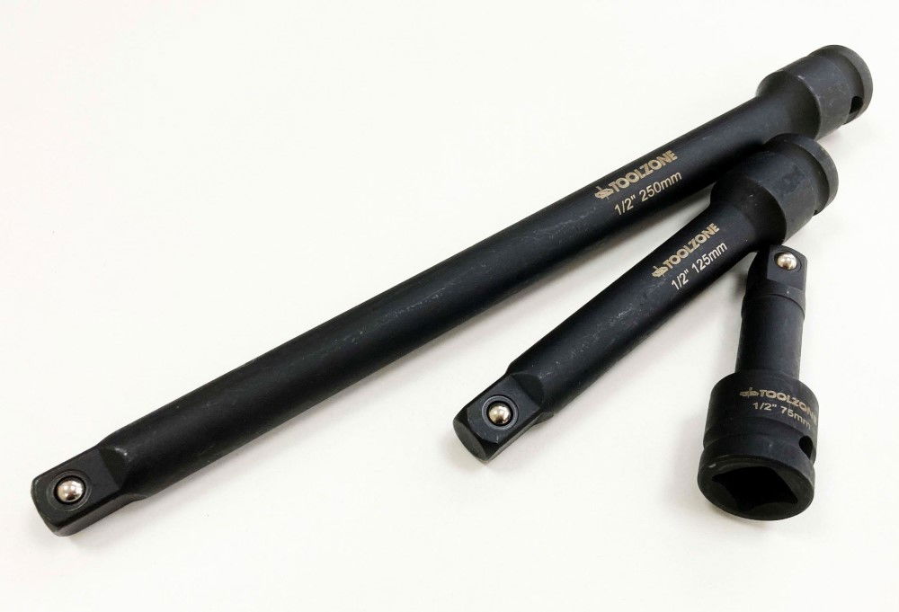 IMPACT EXTENSION BAR SET 1/2 DRIVE 3 PIECES 75mm 125mm 250mm CRV - TOOLZONE KDPSS236 thumbnail 5