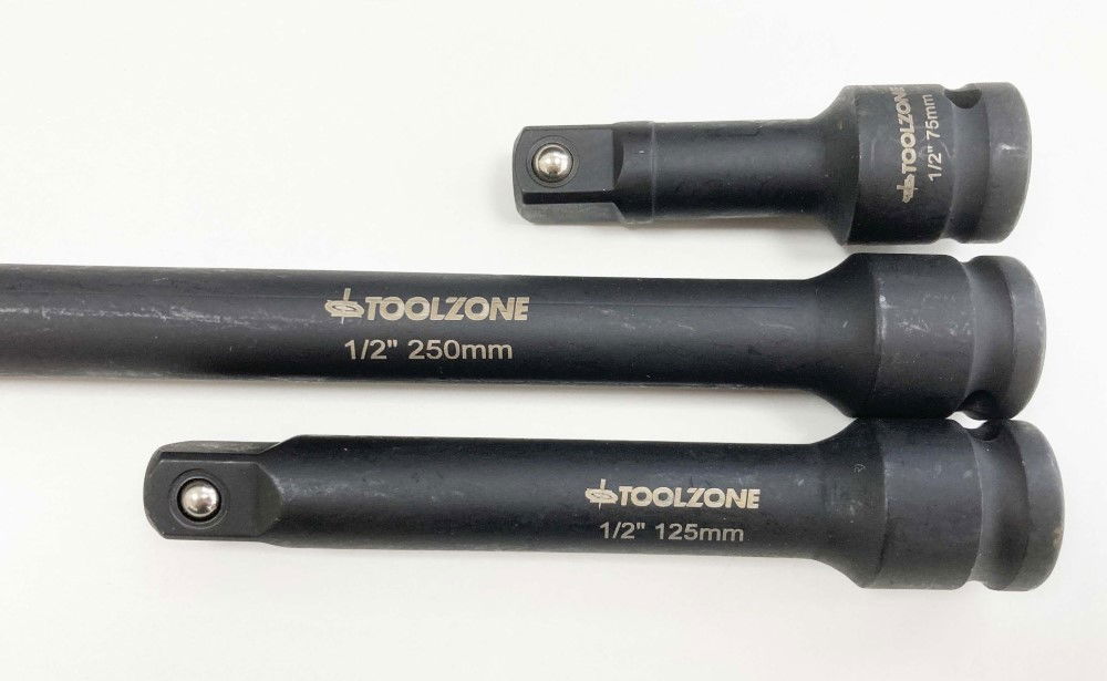 IMPACT EXTENSION BAR SET 1/2 DRIVE 3 PIECES 75mm 125mm 250mm CRV - TOOLZONE KDPSS236 thumbnail 7