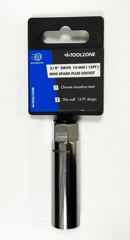 SPARK PLUG SOCKET 3/8 DRIVE 14mm THIN WALL 12 POINT CRV - TOOLZONE KDPSS237 thumbnail 2