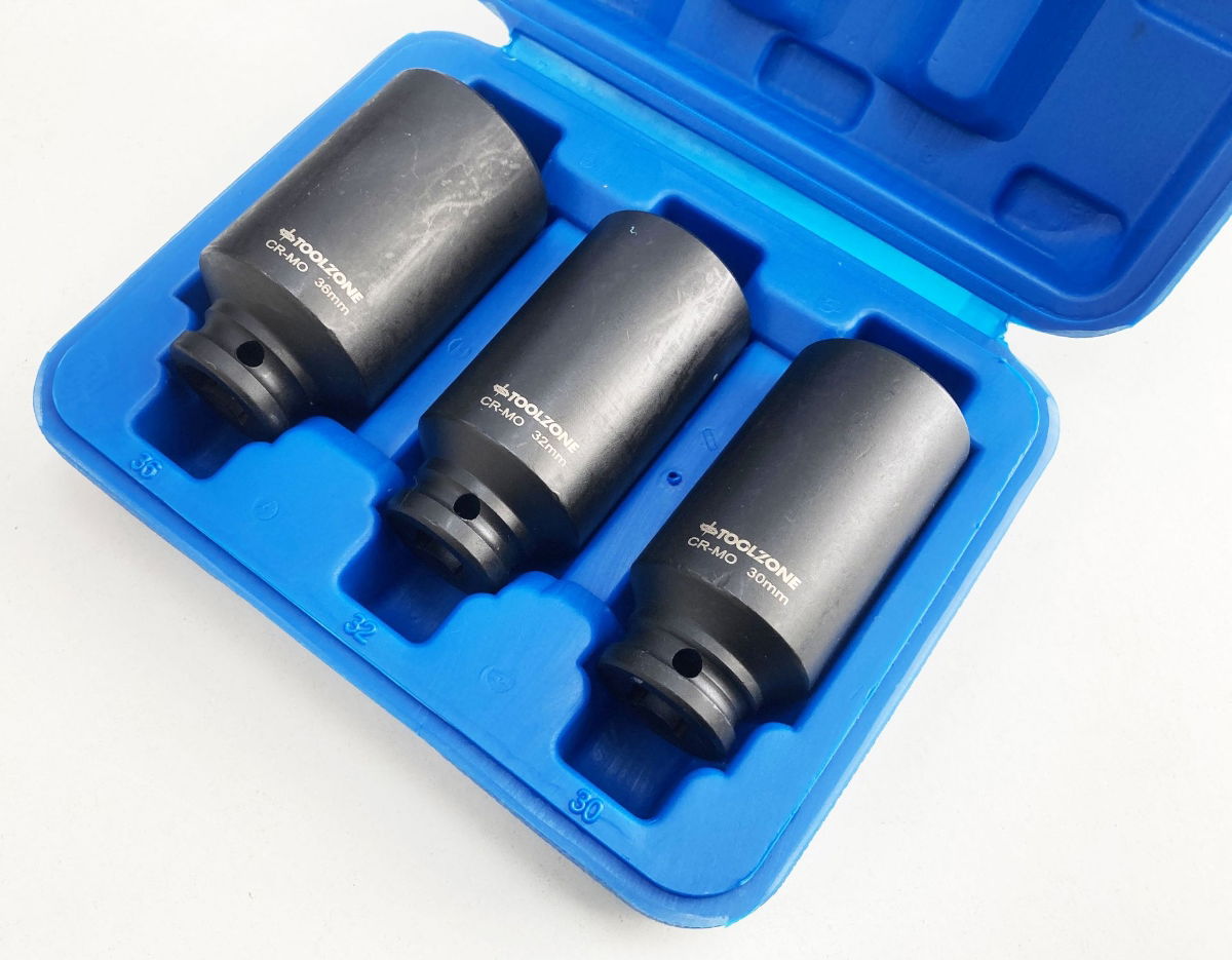 IMPACT SOCKET SET 3 PIECES 1/2 DRIVE 30mm 32mm 36mm THIN WALL BLACK FINISH - TOOLZONE KDPSS248 thumbnail 6