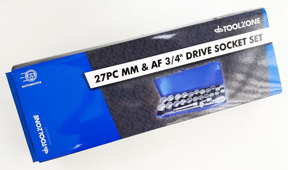 SOCKET SET 27 PIECES 3/4 DRIVE METRIC AND AF 12 POINT IN METAL CASE - TOOLZONE KDPSS259 thumbnail 3