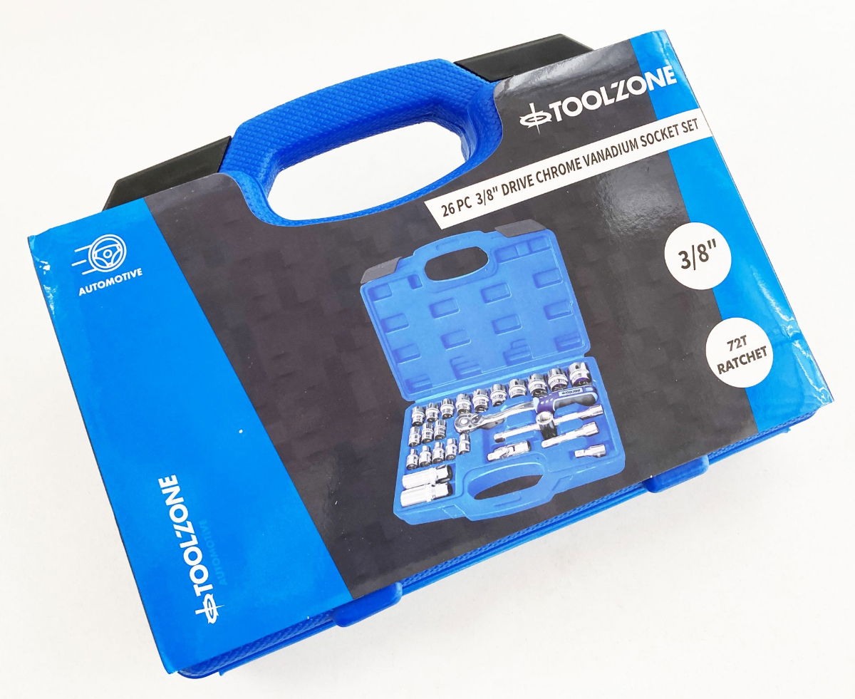 SOCKET SET 26 PIECES 3/8 DRIVE 6mm-24mm MIRROR POLISH CRV IN CASE - TOOLZONE KDPSS260 thumbnail 3