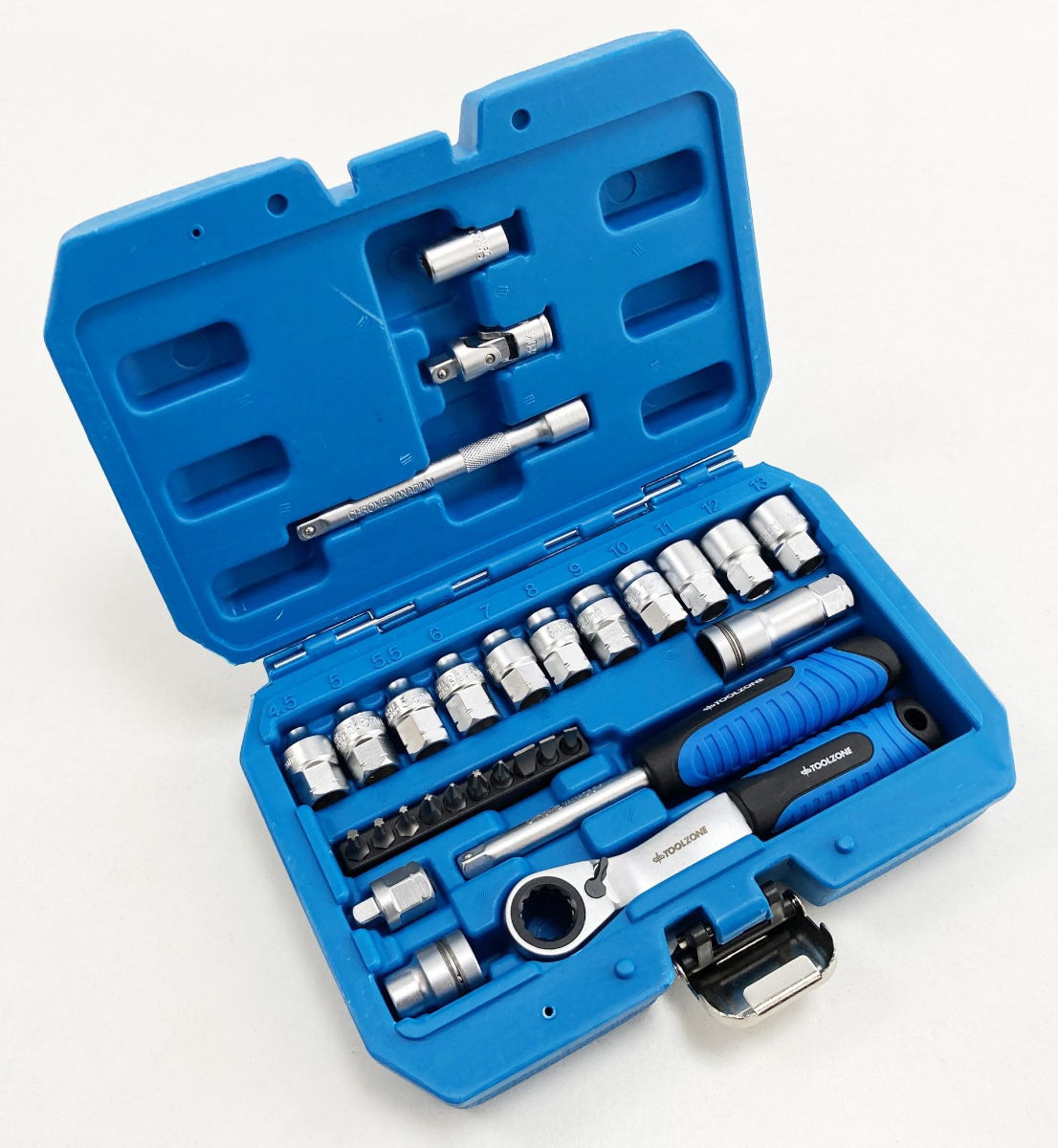 GO THROUGH SOCKET SET 29 PIECES 1/4 DRIVE WITH BITS IN STORAGE CASE - TOOLZONE KDPSS261 thumbnail 6