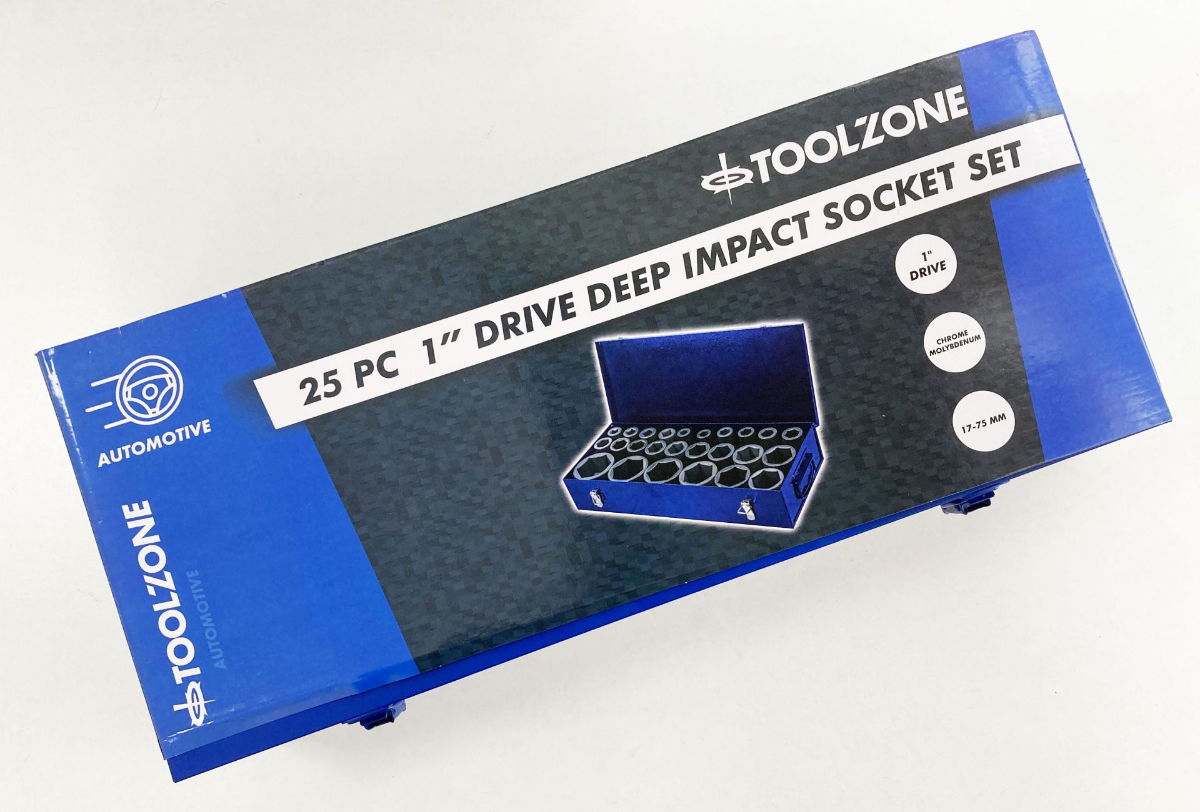 DEEP IMPACT SOCKET SET 25 PIECES 1 DRIVE 17mm-75mm CHROME MOLYBDENUM - TOOLZONE KDPSS263 thumbnail 3