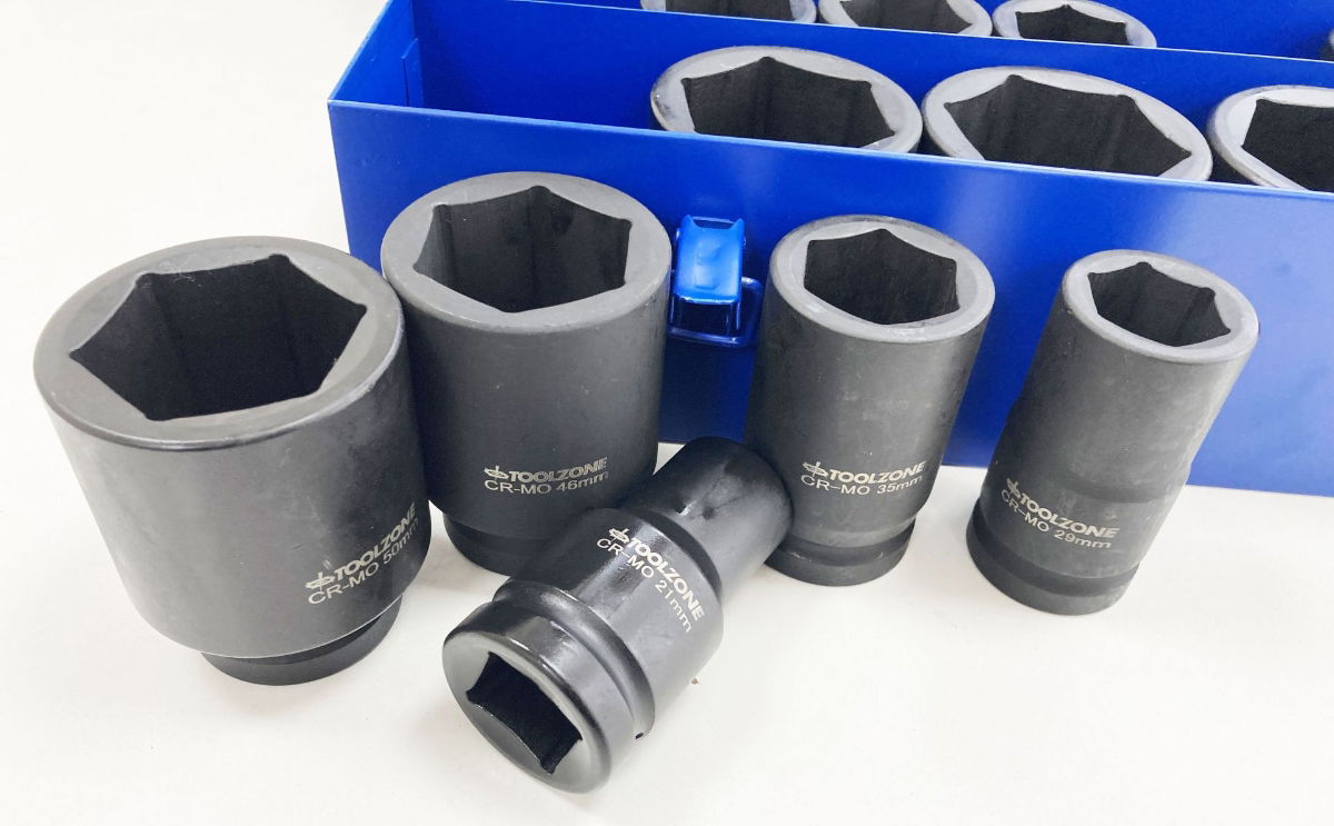 DEEP IMPACT SOCKET SET 25 PIECES 1 DRIVE 17mm-75mm CHROME MOLYBDENUM - TOOLZONE KDPSS263 thumbnail 9