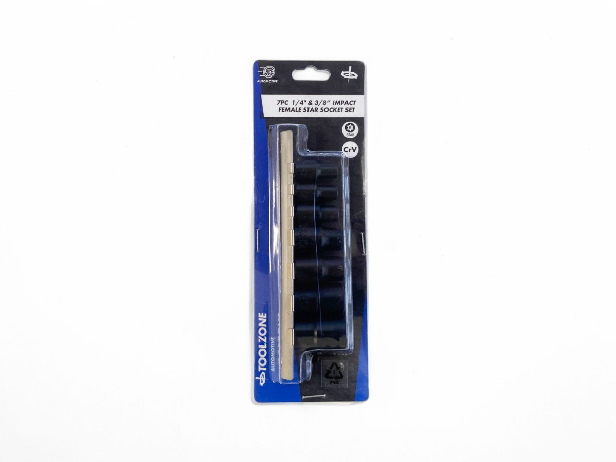 IMPACT FEMALE STAR SOCKET SET 7 PIECES 1/4 AND 3/8 DRIVE CHROME VANADIUM - TOOLZONE KDPSS264 thumbnail 2