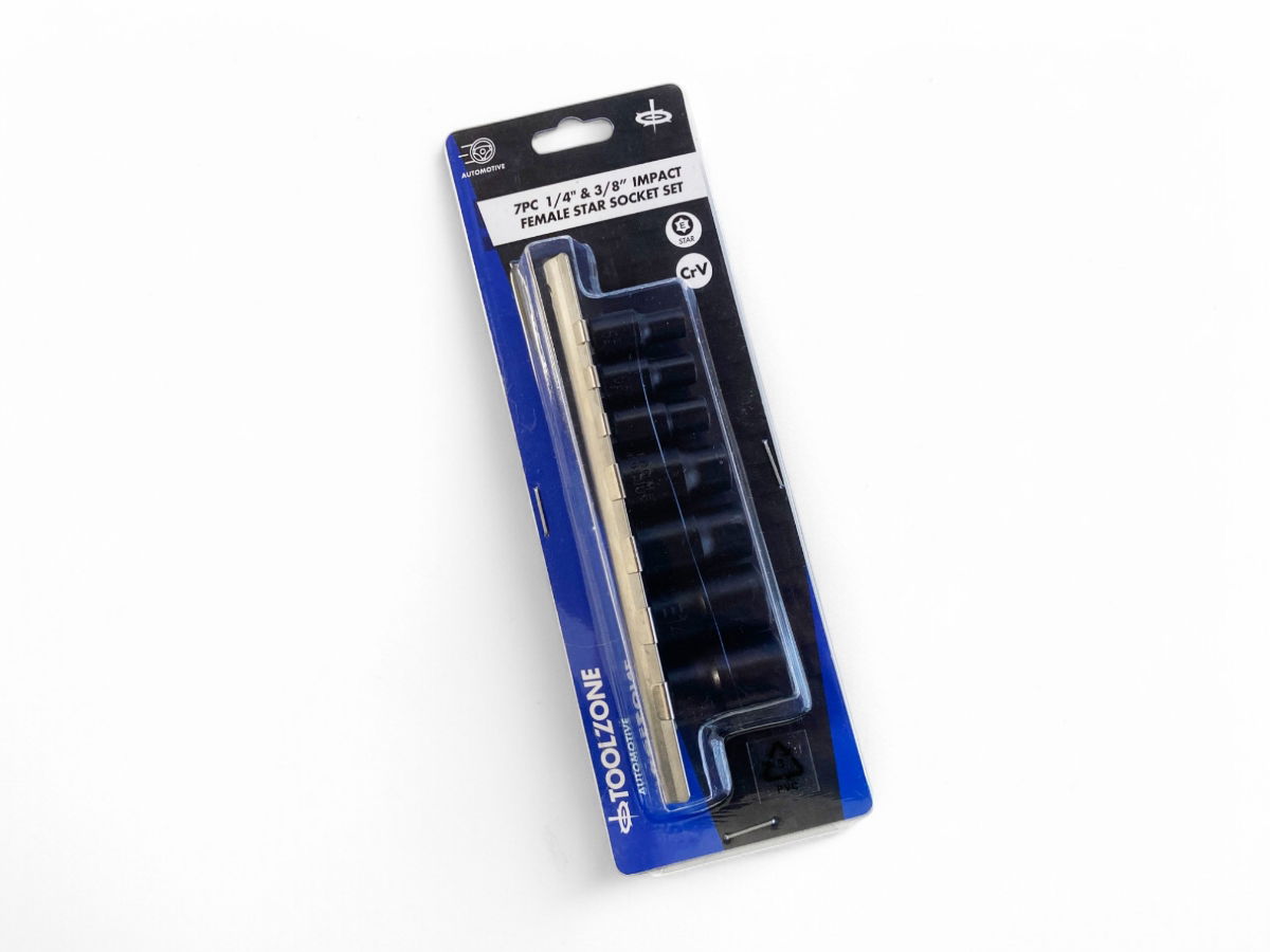 IMPACT FEMALE STAR SOCKET SET 7 PIECES 1/4 AND 3/8 DRIVE CHROME VANADIUM - TOOLZONE KDPSS264 thumbnail 3