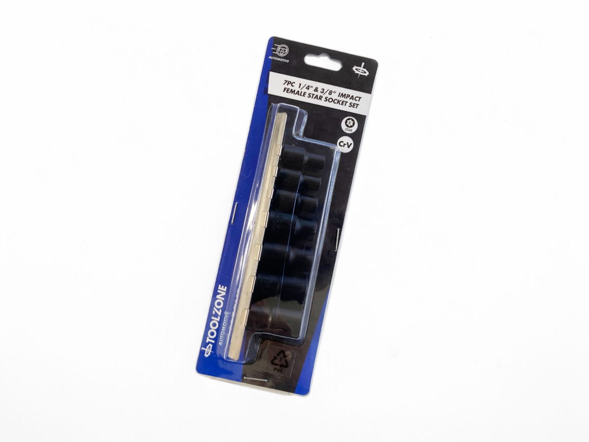 IMPACT FEMALE STAR SOCKET SET 7 PIECES 1/4 AND 3/8 DRIVE CHROME VANADIUM - TOOLZONE KDPSS264 thumbnail 4