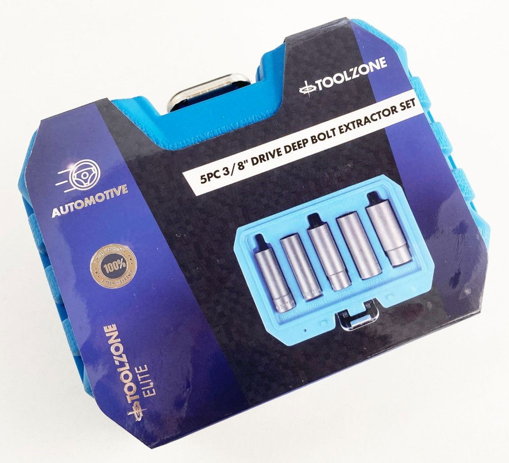 DEEP BOLT EXTRACTOR SET 5 PIECES 3/8 DRIVE 10mm-16mm CHROME MOLYBDENUM - TOOLZONE KDPSS287 thumbnail 3