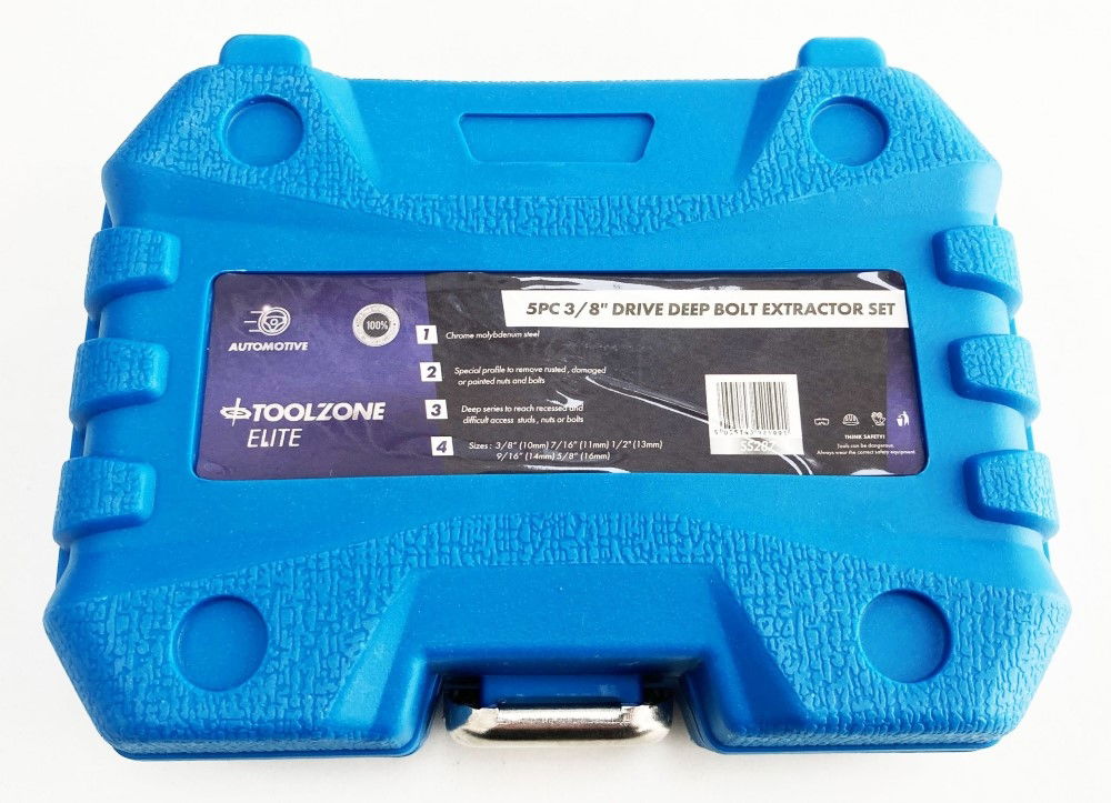 DEEP BOLT EXTRACTOR SET 5 PIECES 3/8 DRIVE 10mm-16mm CHROME MOLYBDENUM - TOOLZONE KDPSS287 thumbnail 4
