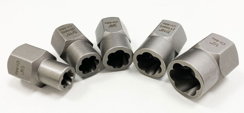 SHALLOW BOLT EXTRACTOR SET 5 PIECES 3/8 DRIVE 6mm-12.7mm CHROME MOLYBDENUM - TOOLZONE KDPSS288 thumbnail 5