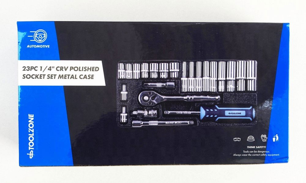 SOCKET SET 24 PIECES 1/4 DRIVE CRV POLISHED 4mm-13mm - TOOLZONE KDPSS300 thumbnail 2
