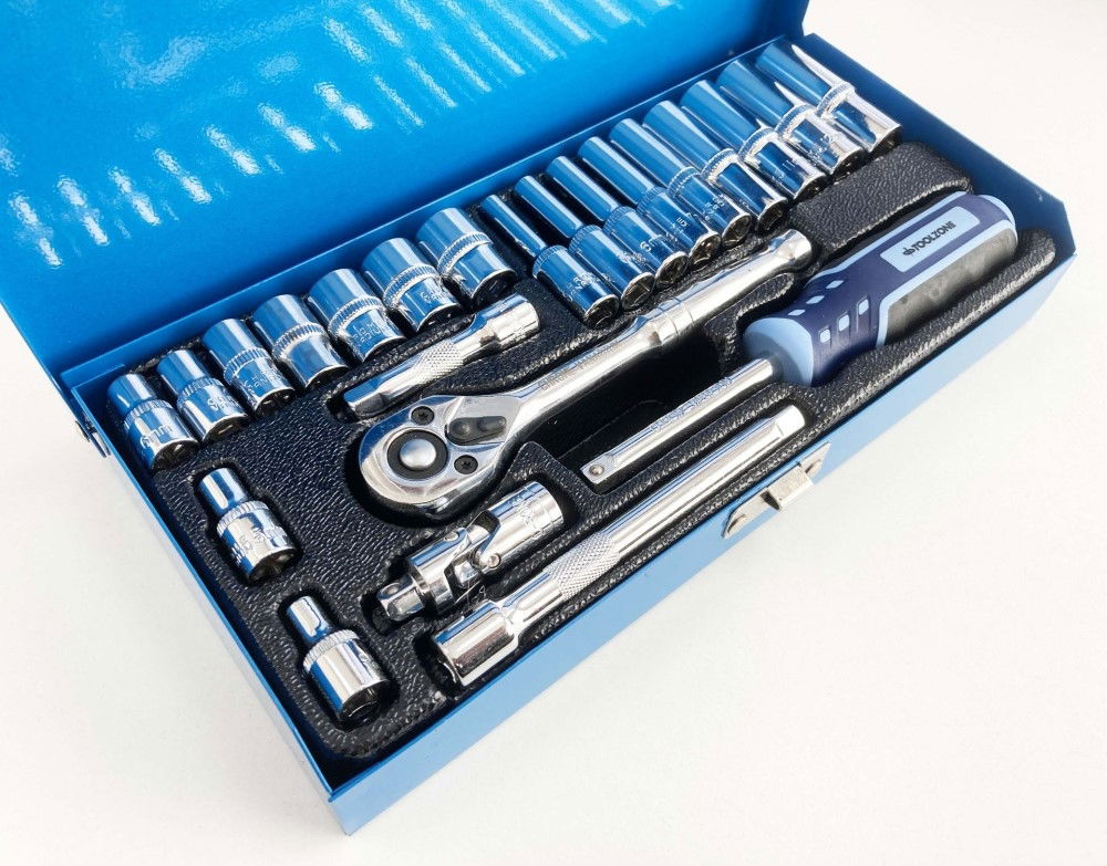 SOCKET SET 24 PIECES 1/4 DRIVE CRV POLISHED 4mm-13mm - TOOLZONE KDPSS300 thumbnail 8