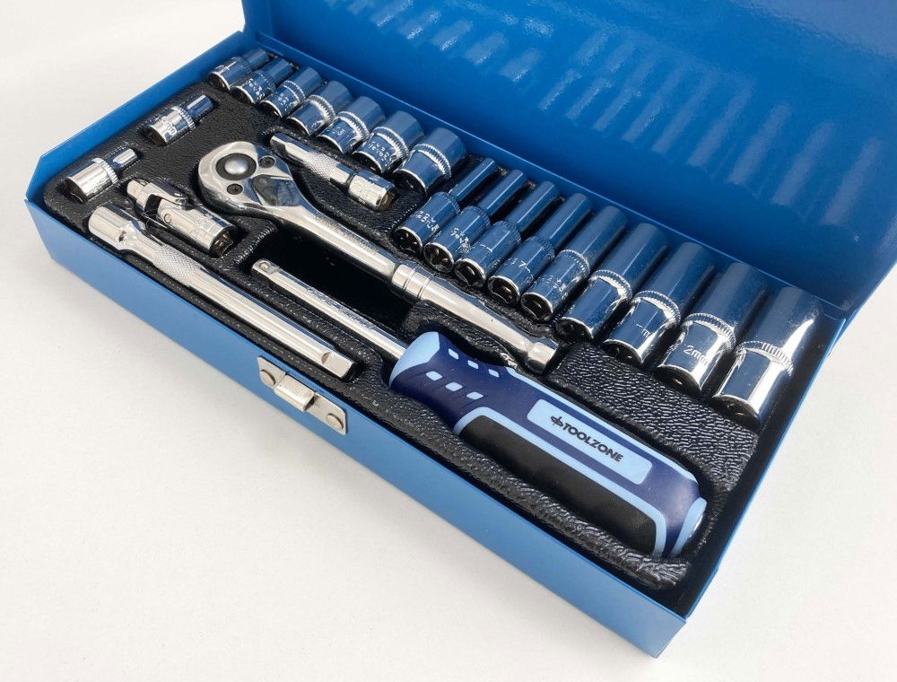 SOCKET SET 24 PIECES 1/4 DRIVE CRV POLISHED 4mm-13mm - TOOLZONE KDPSS300 thumbnail 9
