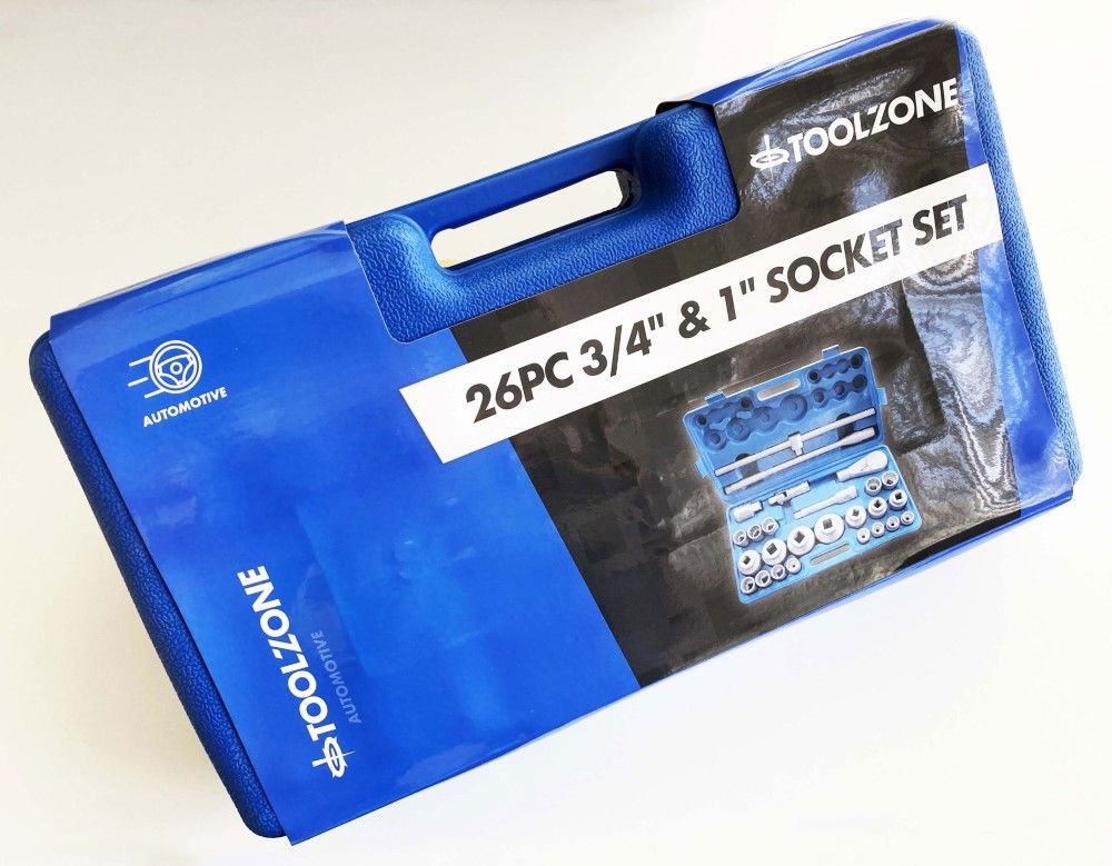 SOCKET SET 26 PIECES 3/4 AND 1 DRIVE 21mm-65mm CARBON STEEL - TOOLZONE KDPSS301 thumbnail 3