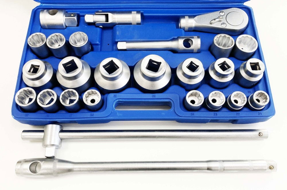 SOCKET SET 26 PIECES 3/4 AND 1 DRIVE 21mm-65mm CARBON STEEL - TOOLZONE KDPSS301 thumbnail 9