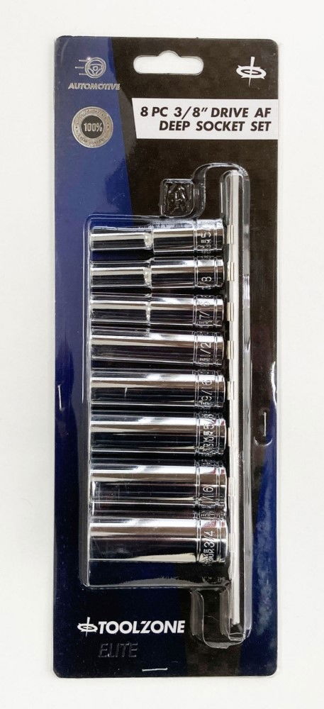 DEEP SOCKET SET 8 PIECES 3/8 DRIVE AF CRV 5/16-3/4 - TOOLZONE KDPSS303 thumbnail 2