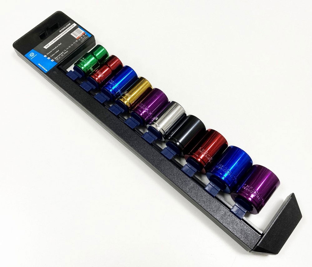 SOCKET SET 10 PIECES 1/2 DRIVE MM CRV COLOUR CODED 13mm-24mm - TOOLZONE KDPSS313 thumbnail 3