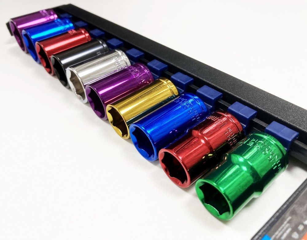 SOCKET SET 10 PIECES 1/2 DRIVE MM CRV COLOUR CODED 13mm-24mm - TOOLZONE KDPSS313 thumbnail 7