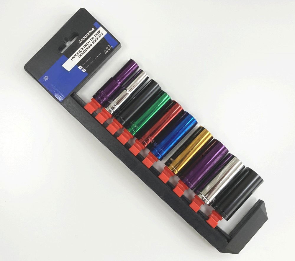 DEEP SOCKET SET 10 PIECES 3/8 DRIVE MM CRV COLOUR CODED 10mm-19mm - TOOLZONE KDPSS315 thumbnail 3