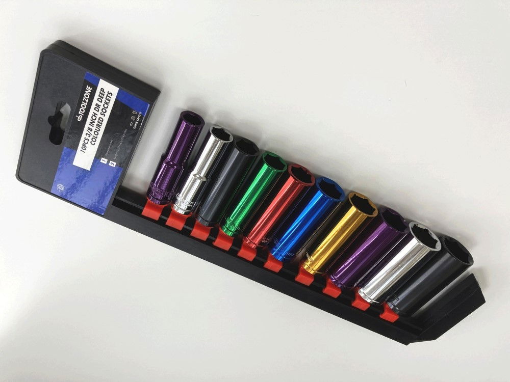 DEEP SOCKET SET 10 PIECES 3/8 DRIVE MM CRV COLOUR CODED 10mm-19mm - TOOLZONE KDPSS315 thumbnail 4