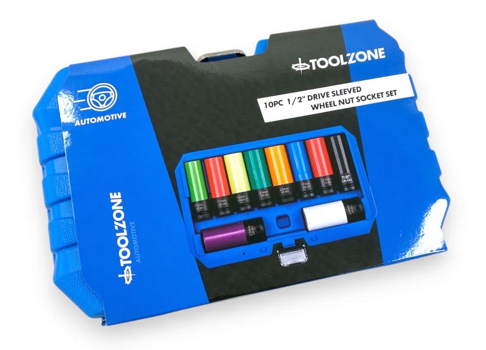 10PC 1/2 SLEEVED ALLOY WHEEL NUT SOCKET SET - TOOLZONE thumbnail 3