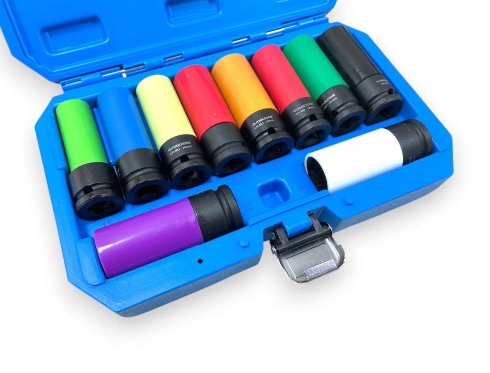 10PC 1/2 SLEEVED ALLOY WHEEL NUT SOCKET SET - TOOLZONE image 1