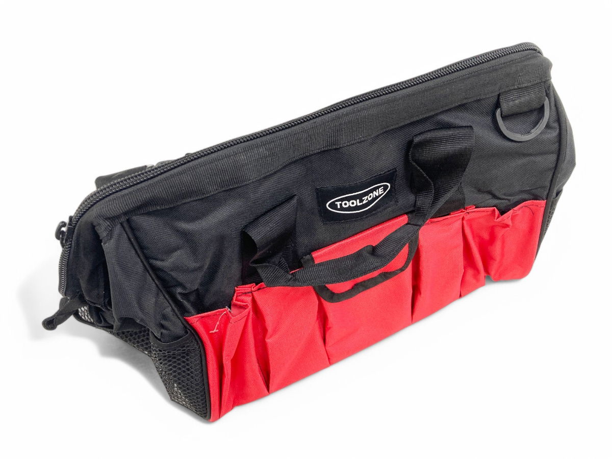 TOOL BAG 16 28 POCKETS HARD BASE NYLON RED AND BLACK - TOOLZONE KDPTB017 thumbnail 2