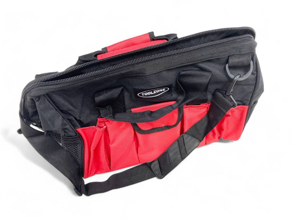 TOOL BAG 16 28 POCKETS HARD BASE NYLON RED AND BLACK - TOOLZONE KDPTB017 thumbnail 4