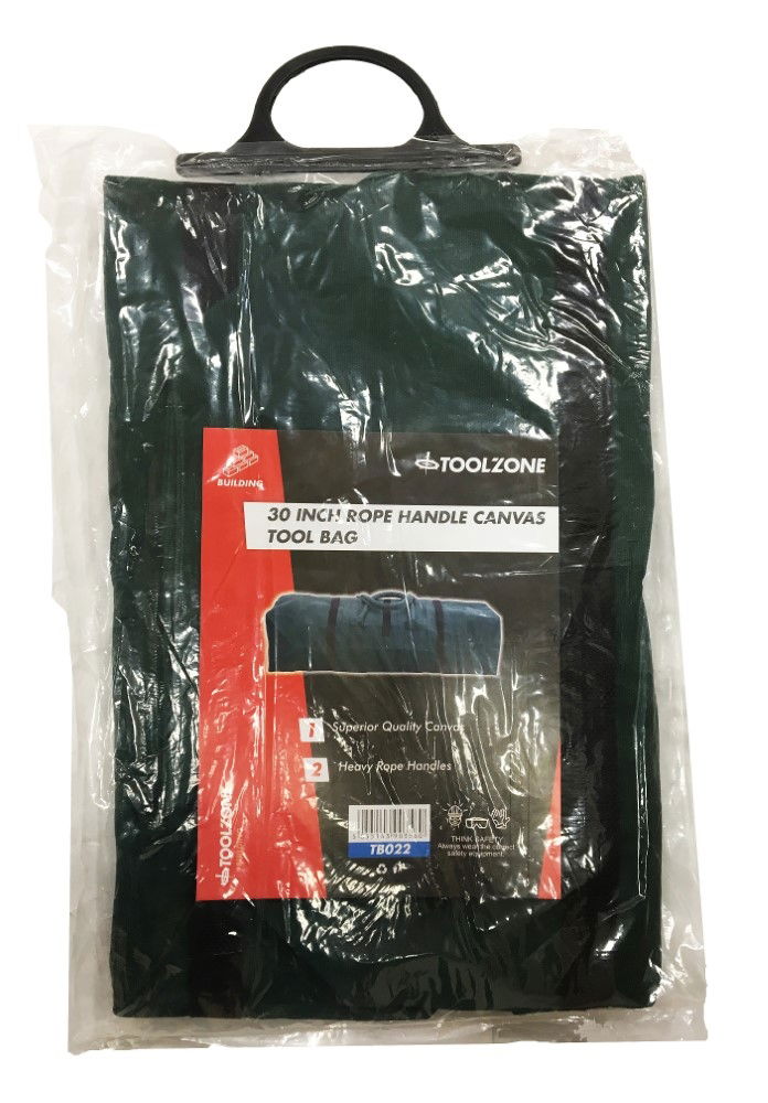 TOOLBAG 30 CANVAS ROPE HANDLE ZIP CLOSURE WATER RESISTANT - TOOLZONE KDPTB022 thumbnail 2