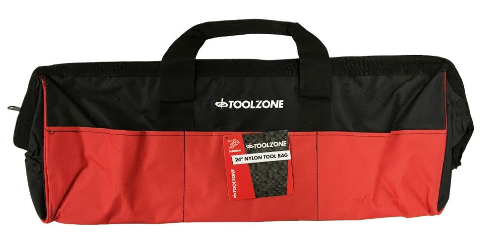 TOOLBAG 24 WIDE OPENING HEAVY DUTY NYLON WITH 6 EXTERNAL POCKETS - TOOLZONE KDPTB026 thumbnail 3