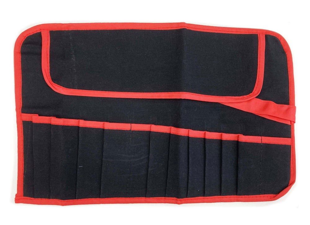 TOOL ROLL 12 POCKET CANVAS WATER RESISTANT 44x28cm RED AND BLACK - TOOLZONE KDPTB029 thumbnail 4