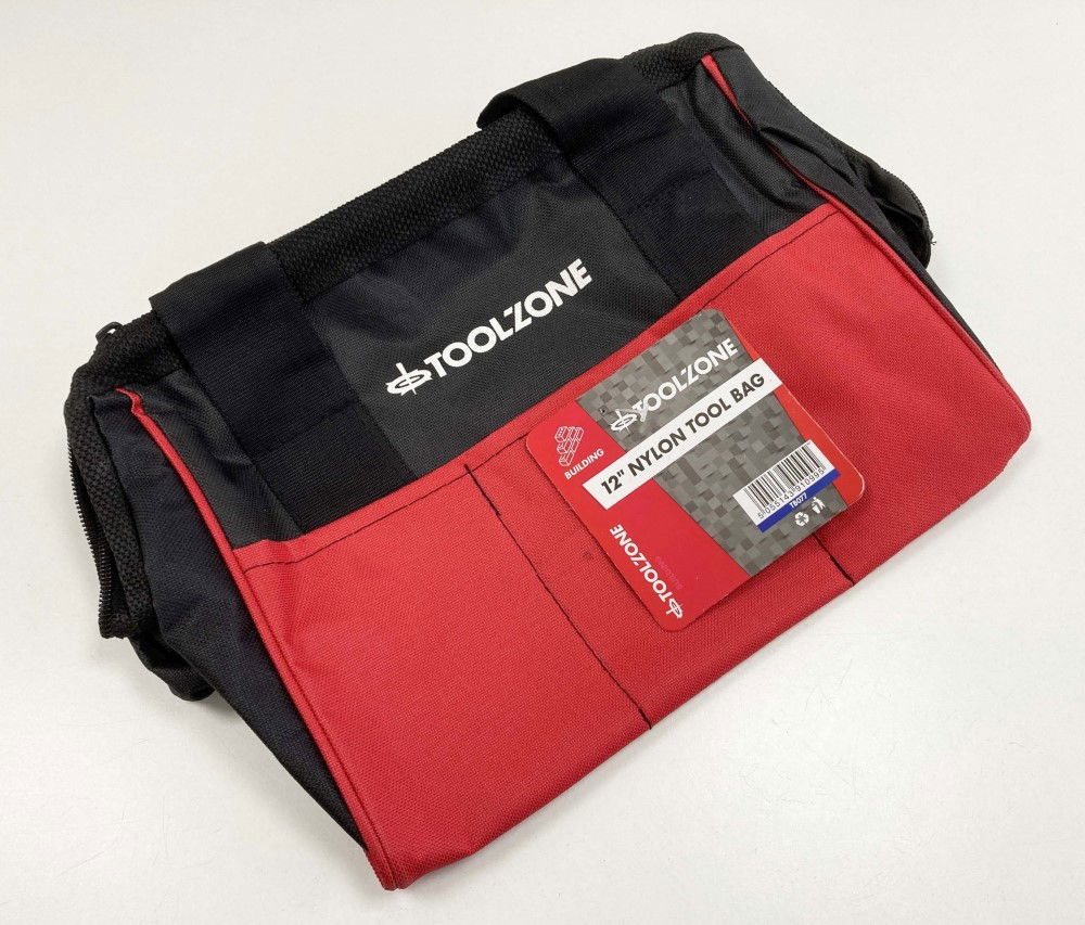 TOOLBAG WIDE OPENING 12 HEAVY DUTY NYLON WITH WIRE FRAME - TOOLZONE KDPTB077 thumbnail 2