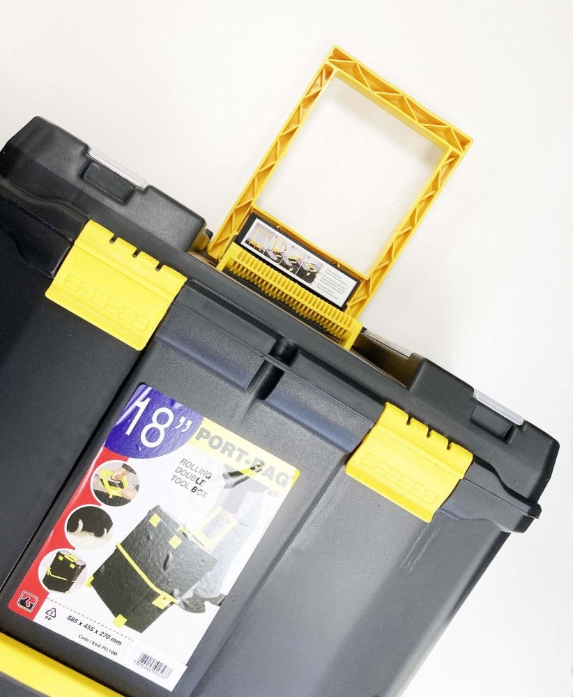 ORGANISER MOBILE DOUBLE BOX 18 WITH WHEELS AND CARRY TRAY - TOOLZONE KDPTB088 thumbnail 3
