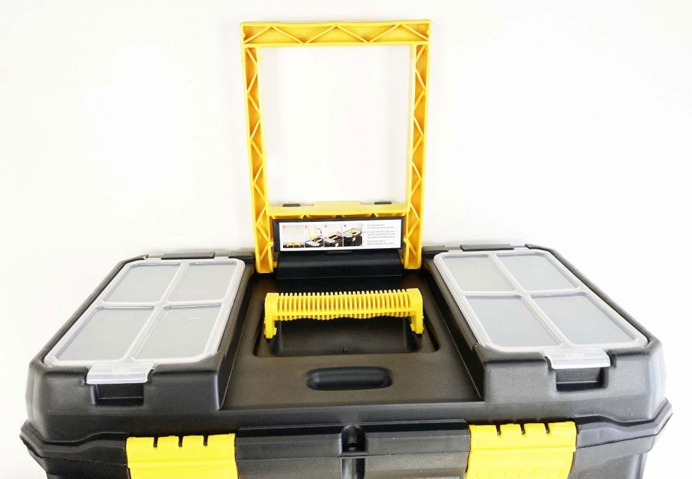 ORGANISER MOBILE DOUBLE BOX 18 WITH WHEELS AND CARRY TRAY - TOOLZONE KDPTB088 thumbnail 4