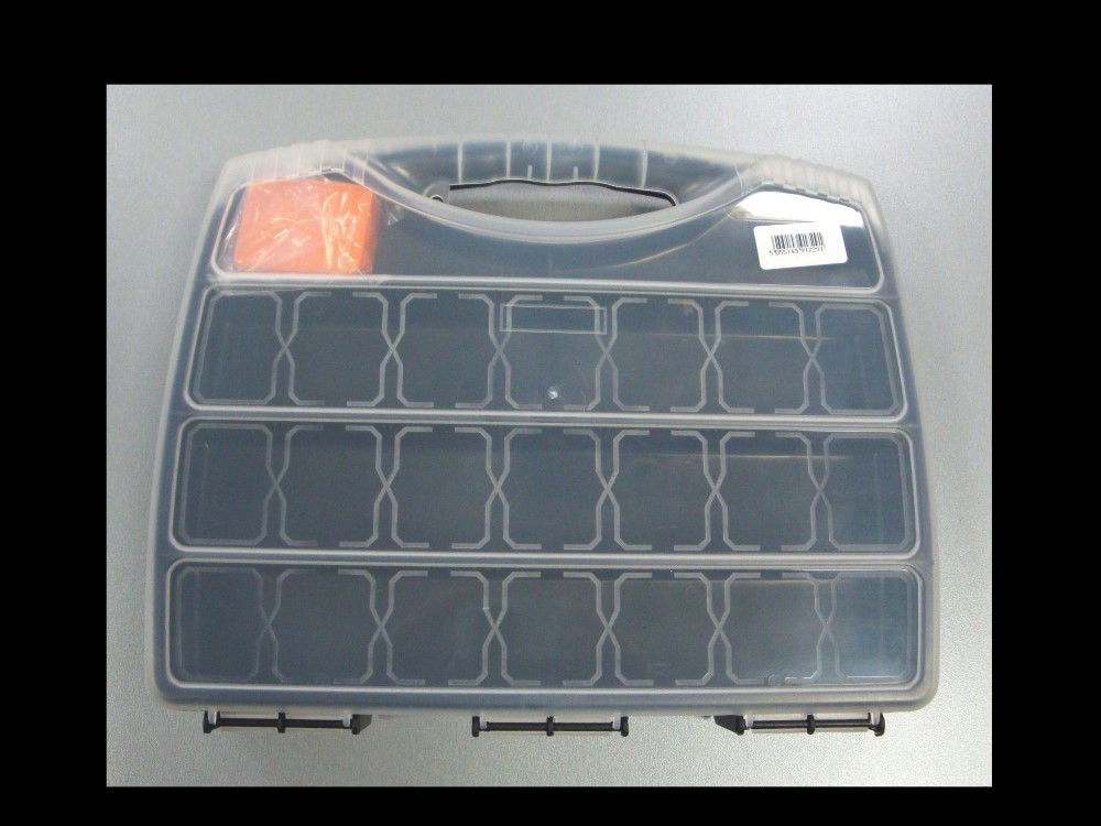 ORGANISER 320mm 22 SECTION WITH INTERCHANGEABLE DIVIDERS AND CLEAR LID - TOOLZONE KDPTB090 image 1