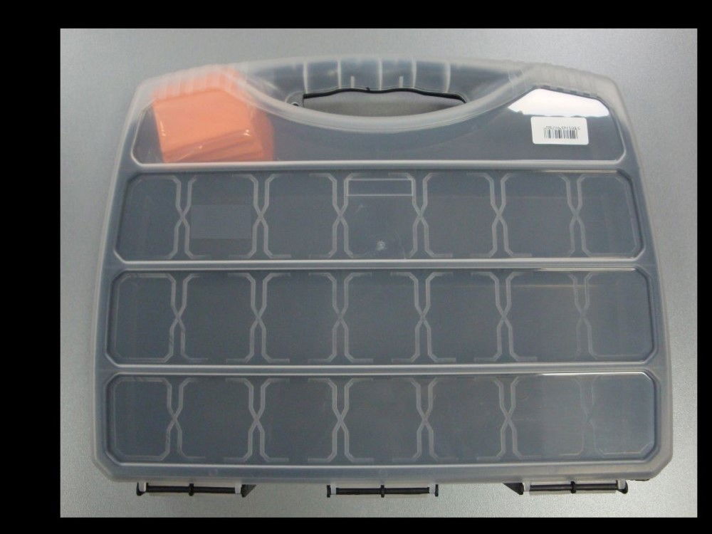 ORGANISER 380mm 22 SECTION WITH INTERCHANGEABLE DIVIDERS AND CLEAR LID - TOOLZONE KDPTB091 image 1