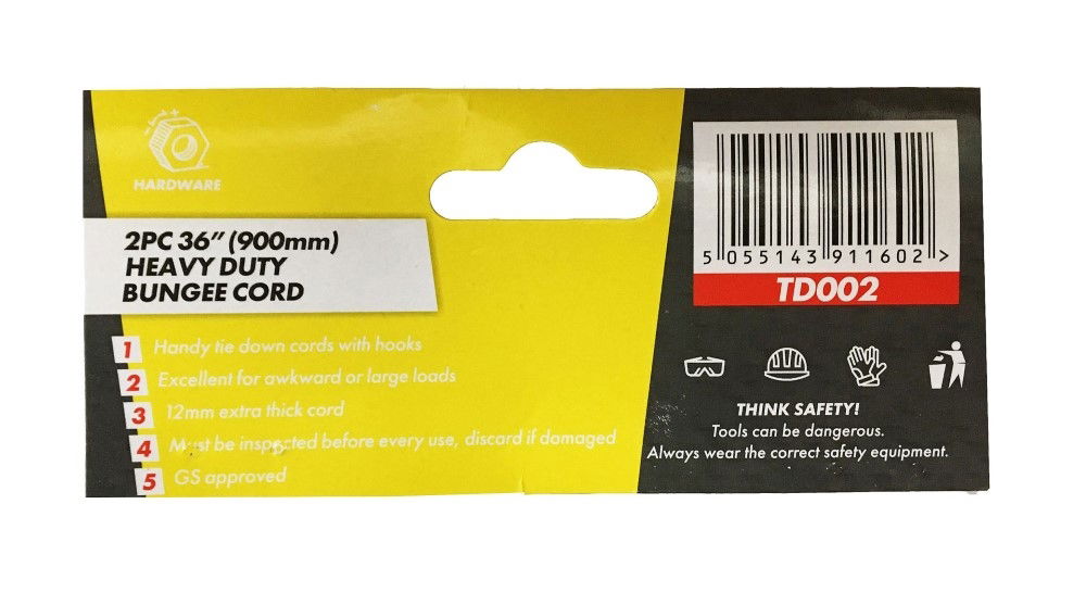 BUNGEES 2PC 36 12mm WITH HOOKS - TOOLZONE KDPTD002 thumbnail 5