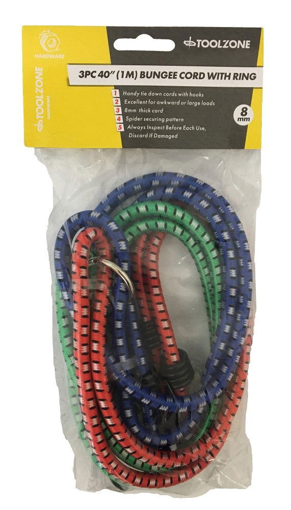 BUNGEES 3PC 40 8mm WITH HOOKS - TOOLZONE KDPTD005 thumbnail 3