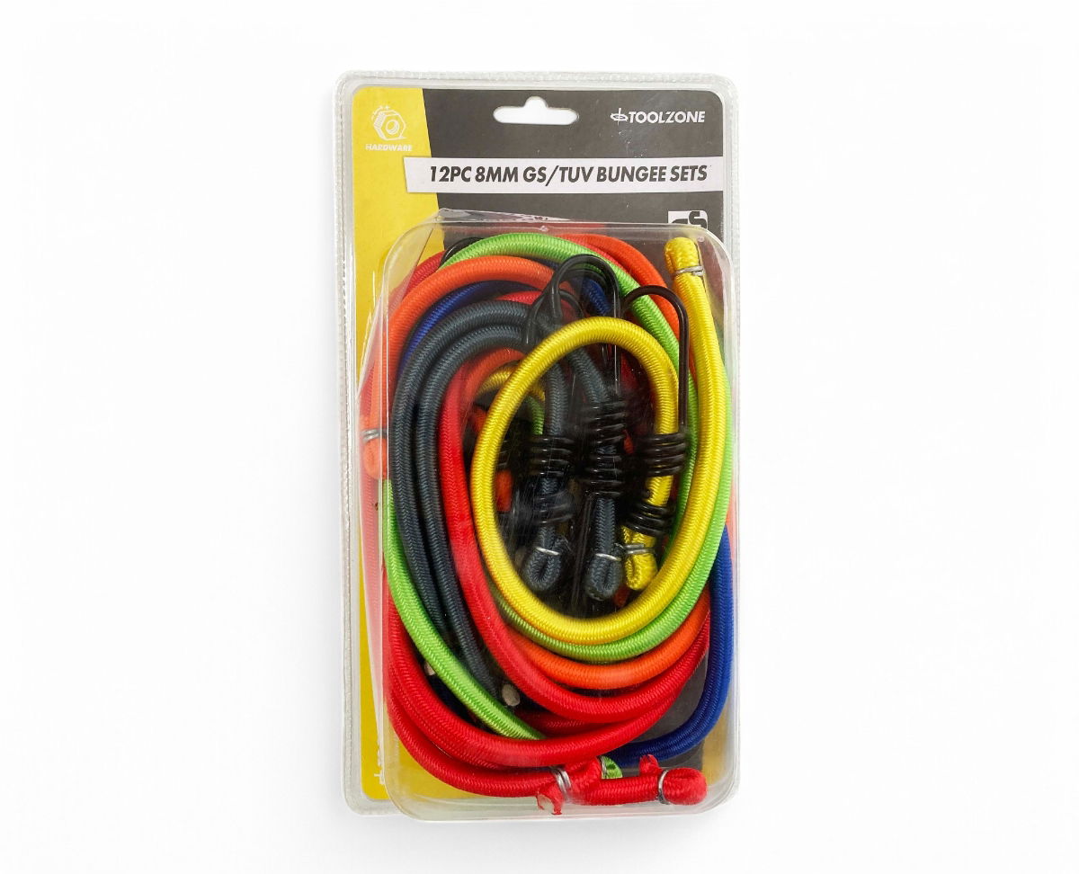 BUNGEE SET 12PC ASSORTED 8mm 300mm 450mm 600mm 750mm 900mm 1300mm - TOOLZONE KDPTD007 thumbnail 2