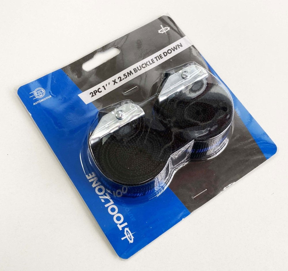 TIE DOWN BUCKLE TYPE 2PC 2.5m 180-200kg CAPACITY 250kg BREAKING STRAIN - TOOLZONE KDPTD028 thumbnail 3
