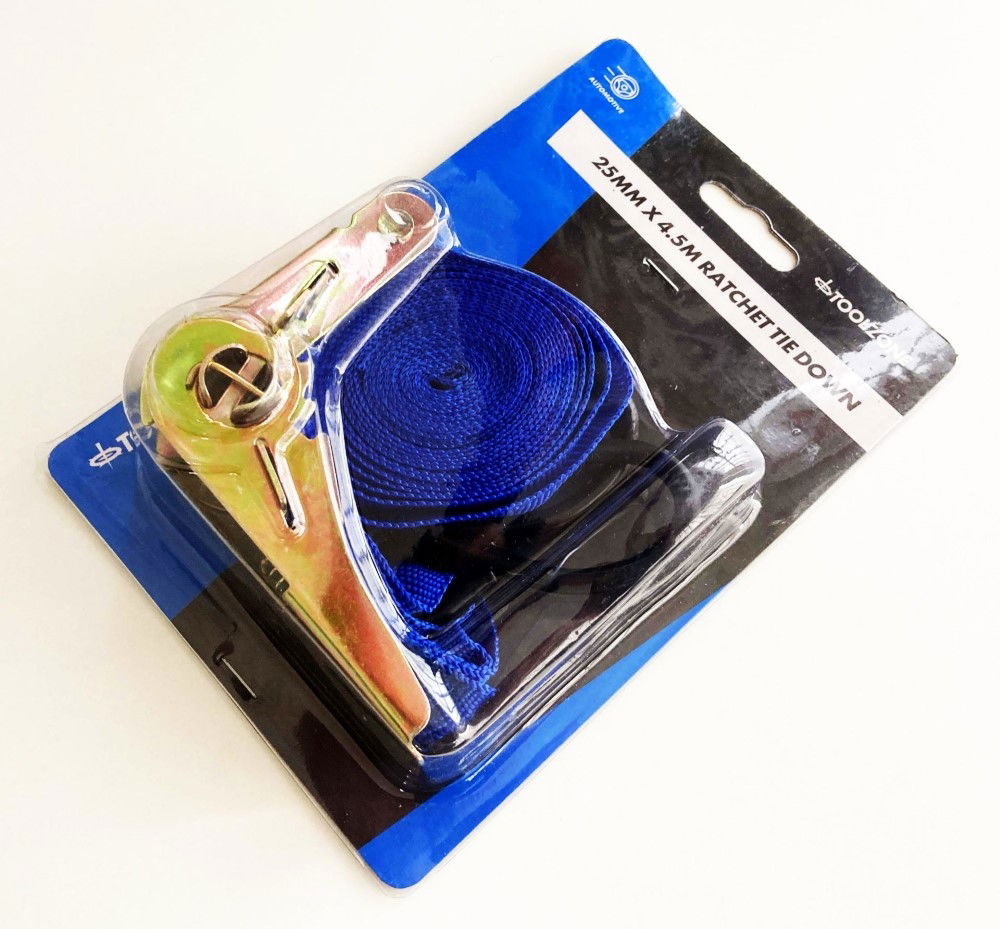 RATCHET TIE DOWN 25mm x 4.5m 100kg BREAKING STRENGTH - TOOLZONE KDPTD031 thumbnail 3
