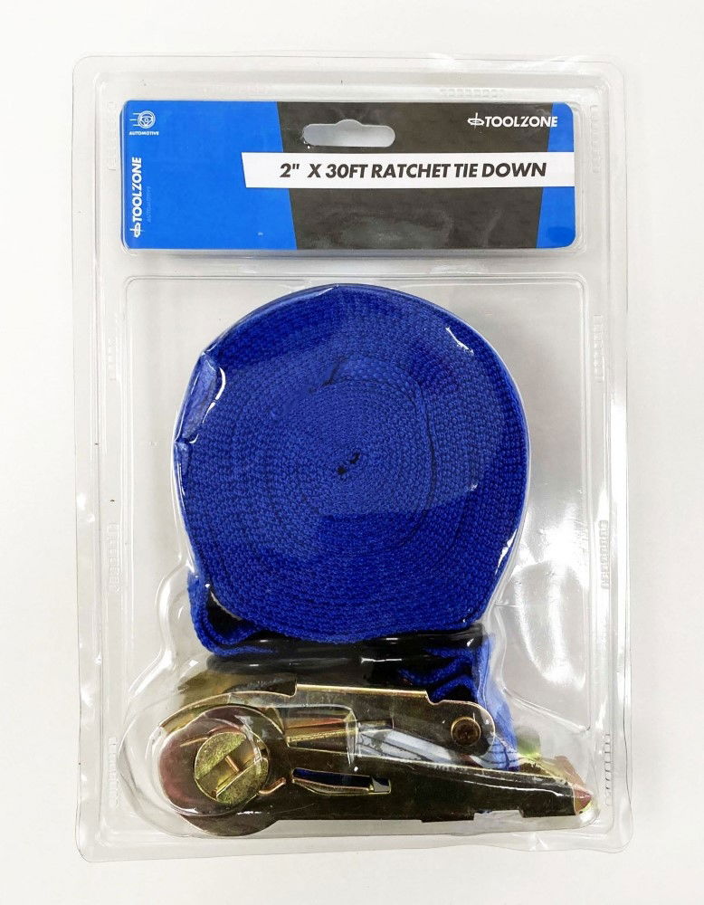 RATCHET TIE DOWN 2 x 30ft 1500lb CAPACITY - TOOLZONE KDPTD033 thumbnail 2
