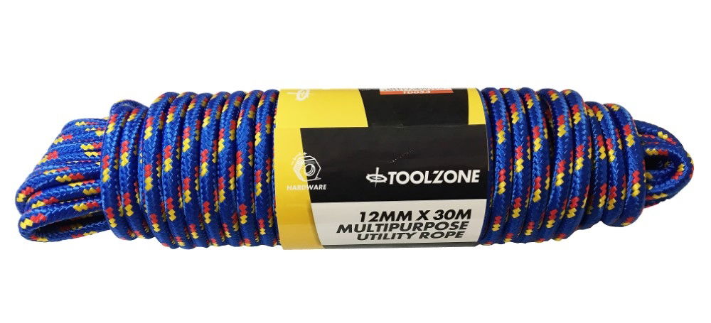 MULTIPURPOSE UTILITY ROPE 12mm x 30m 70kg CAPACITY - TOOLZONE KDPTD053 image 1