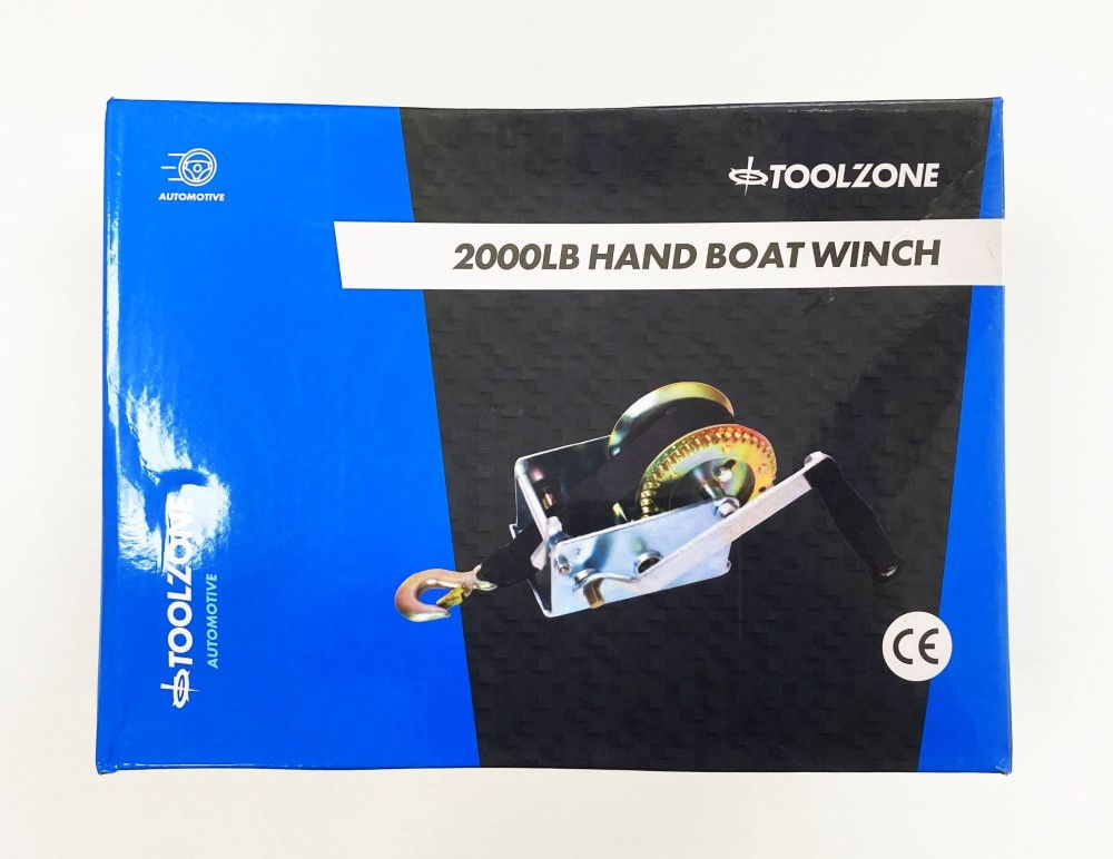 STRAP BOAT WINCH 2000lb 2 x 8m WEBBING TWO SPEED - TOOLZONE KDPTD065 thumbnail 2
