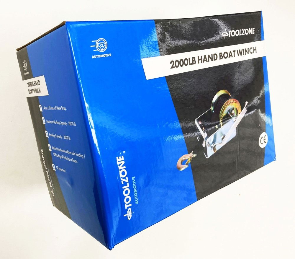 STRAP BOAT WINCH 2000lb 2 x 8m WEBBING TWO SPEED - TOOLZONE KDPTD065 thumbnail 3