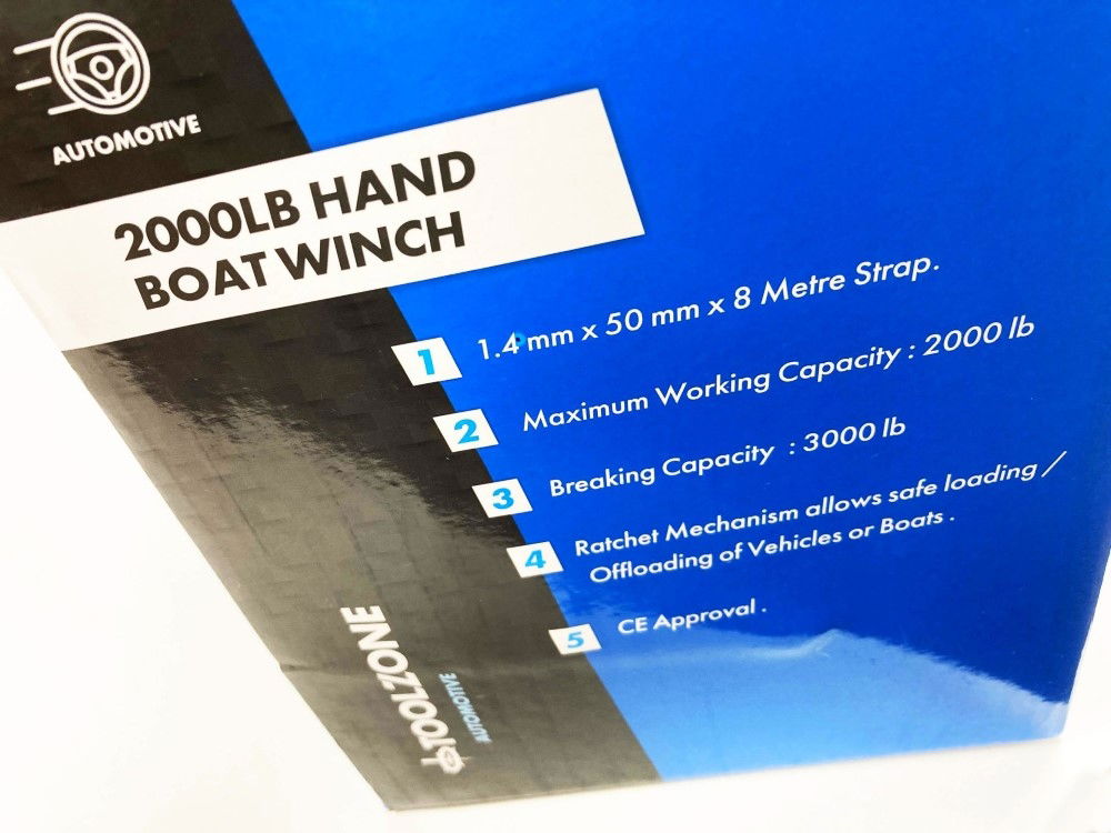 STRAP BOAT WINCH 2000lb 2 x 8m WEBBING TWO SPEED - TOOLZONE KDPTD065 thumbnail 4