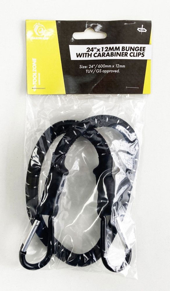 HEAVY DUTY BUNGEE 24 12mm WITH CARABINER CLIPS - TOOLZONE KDPTD066 thumbnail 2